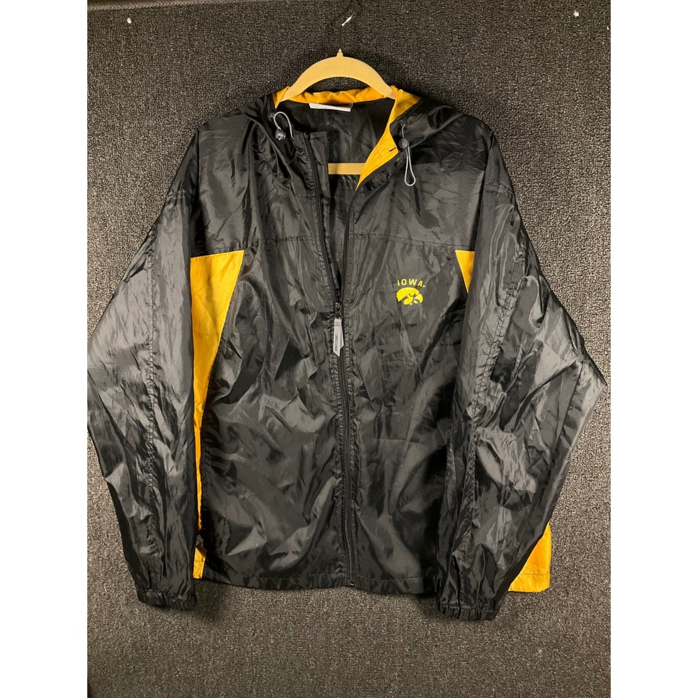 Colosseum Athletics Iowa Hawkeyes Windbreaker Jacket Mens XL Black Gold Ripstop